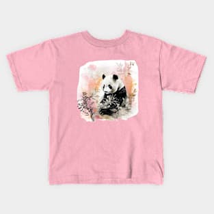 Panda with semi abstract foliage Kids T-Shirt